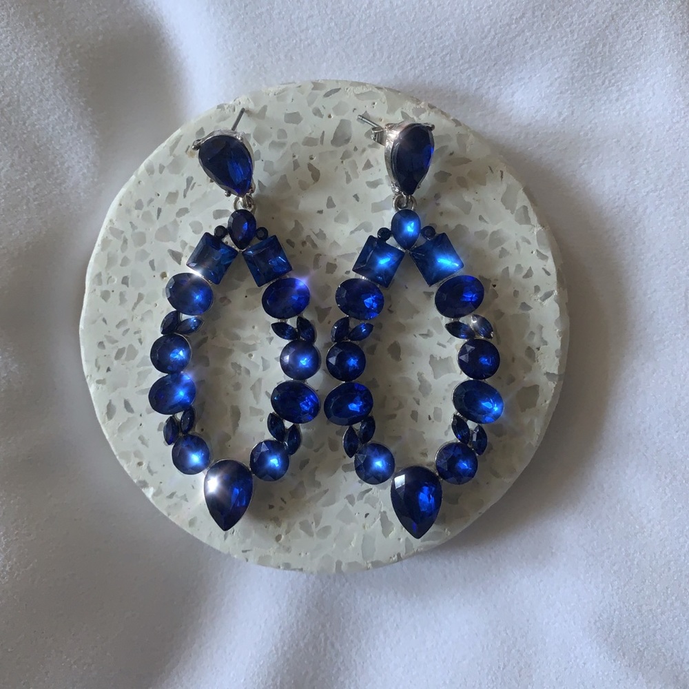 Blue Oblong Earrings